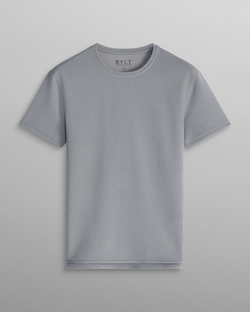 Micro Rib Short Sleeve Split-Hem
