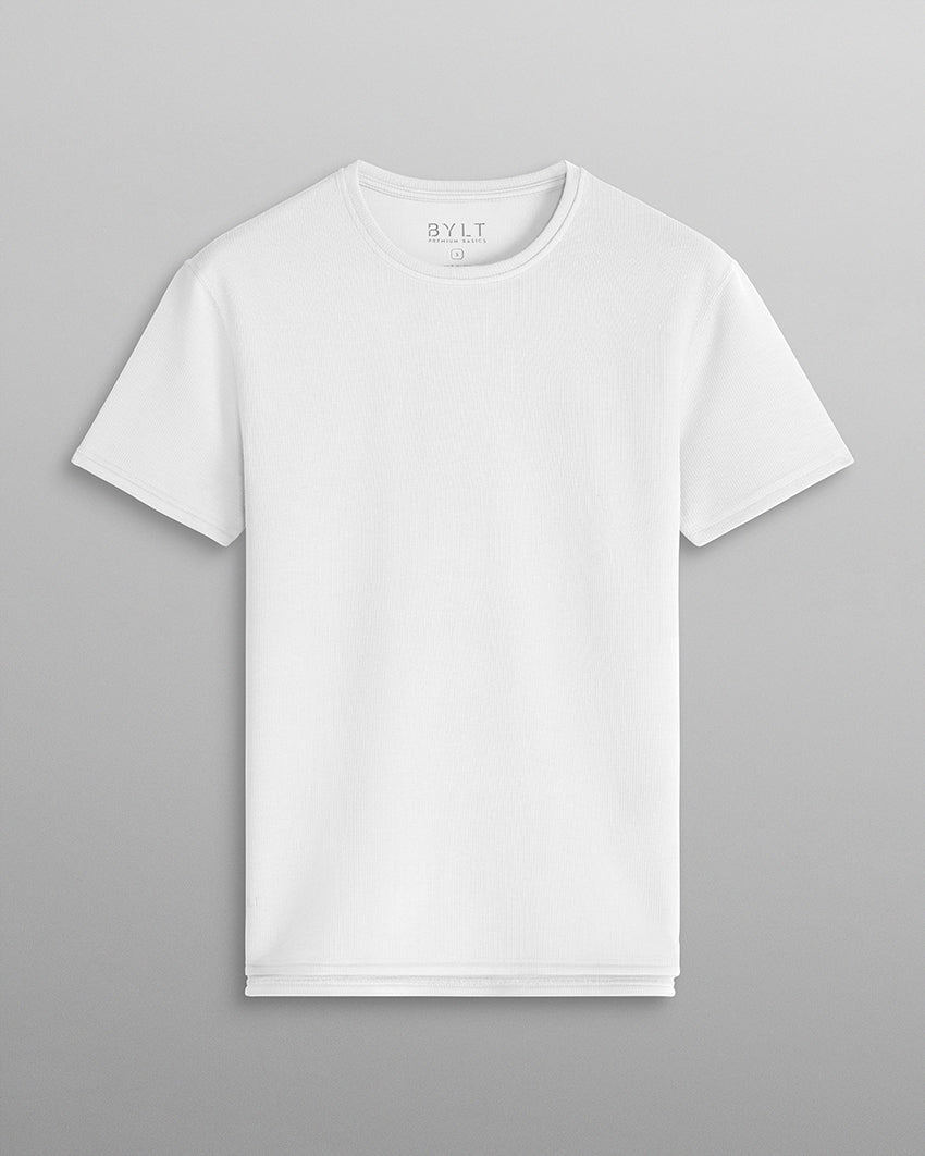 Micro Rib Short Sleeve Split-Hem