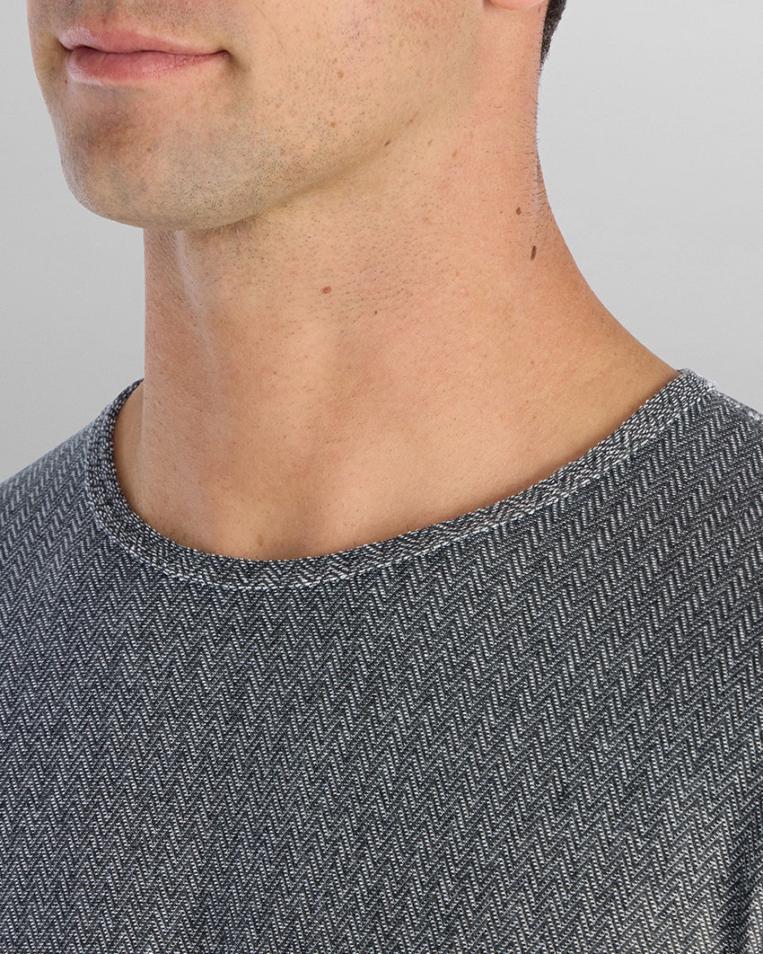 Brushed Herringbone Short Sleeve Drop- Cut