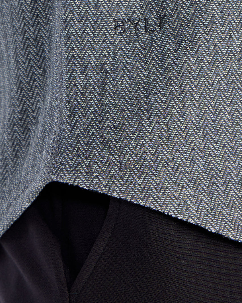Brushed Herringbone Short Sleeve Drop- Cut