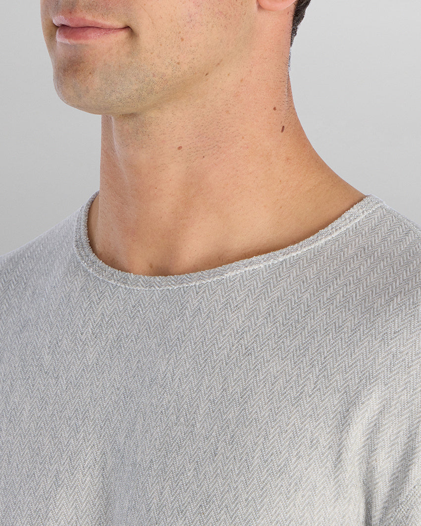 Brushed Herringbone Short Sleeve Drop- Cut
