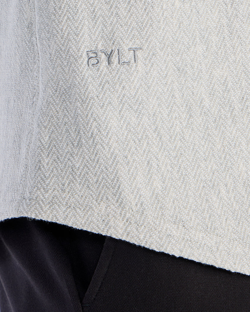 Brushed Herringbone Short Sleeve Drop- Cut