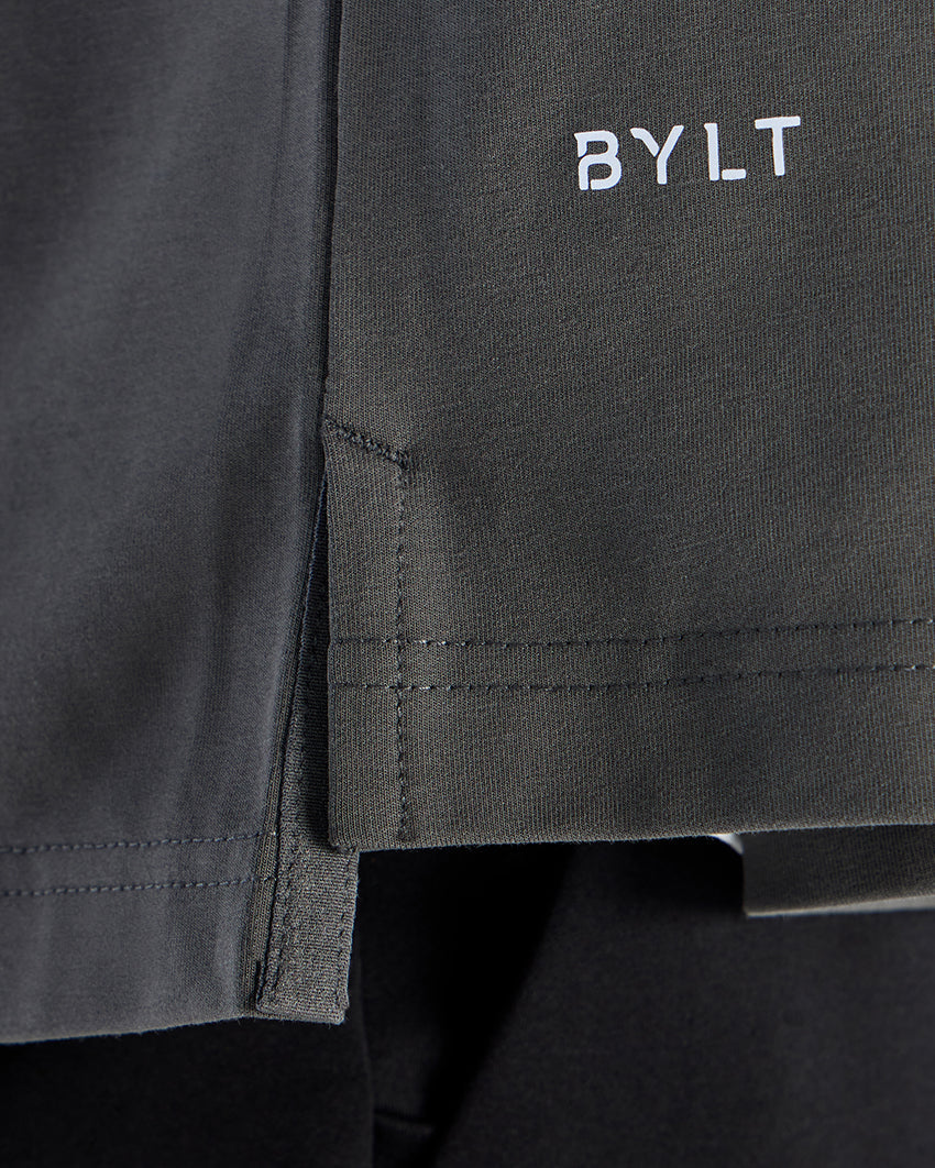 LUX Stand Collar Short Sleeve Button Down