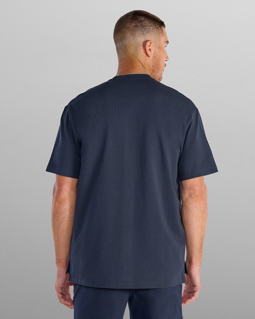 LUX Stand Collar Short Sleeve Button Down