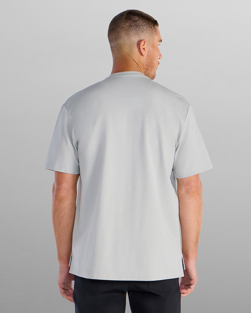 LUX Stand Collar Short Sleeve Button Down