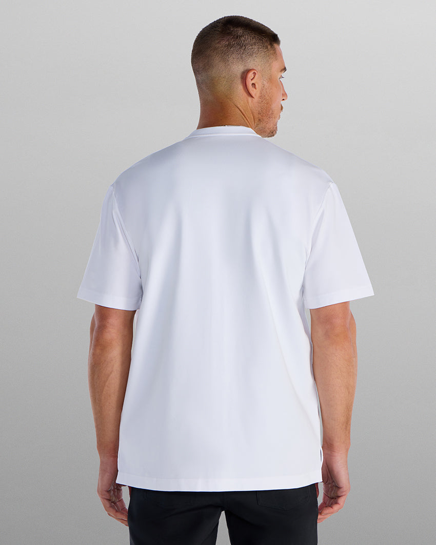 LUX Stand Collar Short Sleeve Button Down