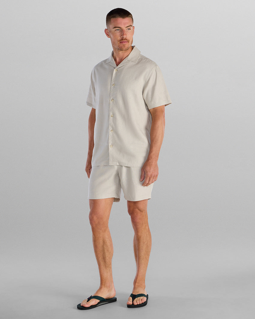 Back to Basics Linen Camp Collar Button Down