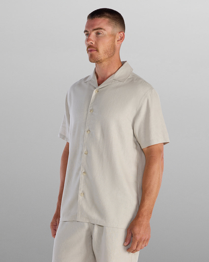 Back to Basics Linen Camp Collar Button Down