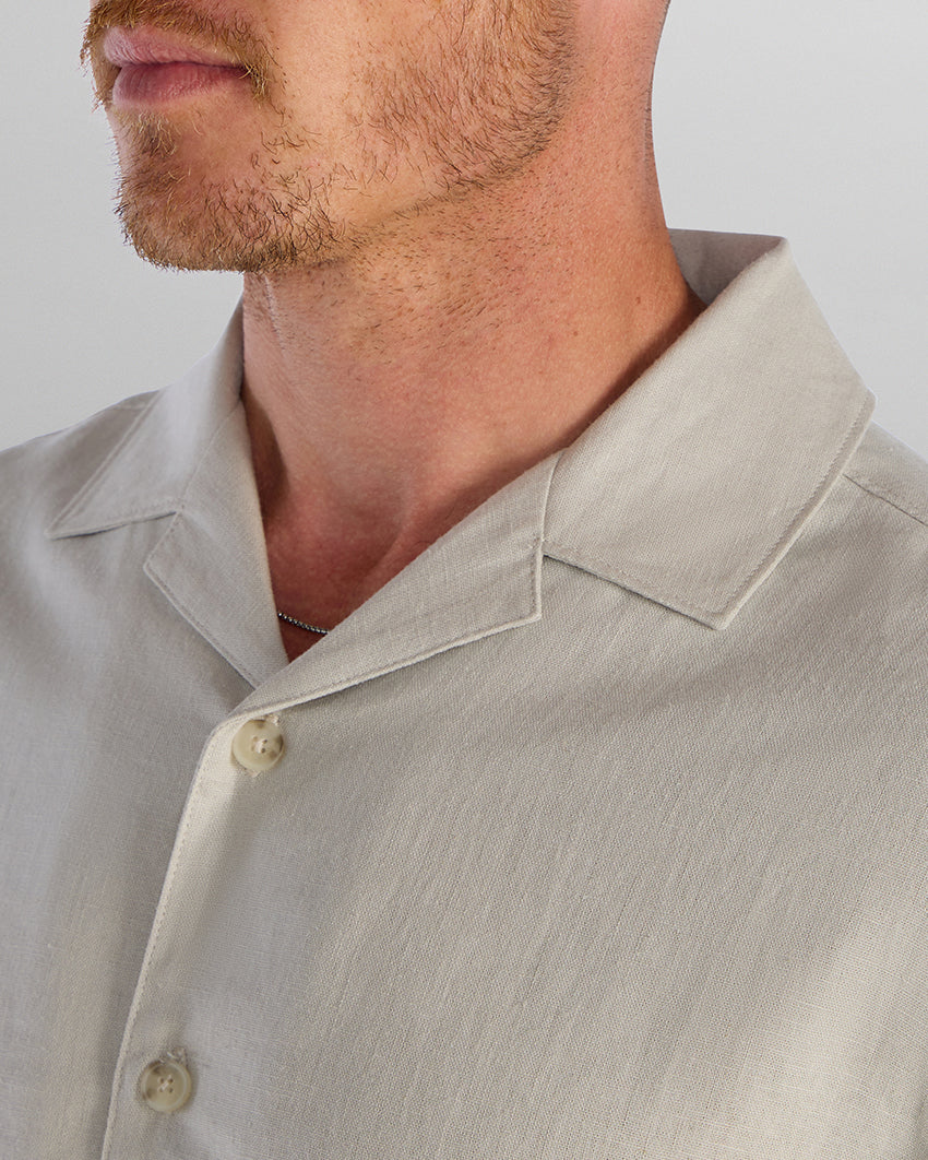 Back to Basics Linen Camp Collar Button Down