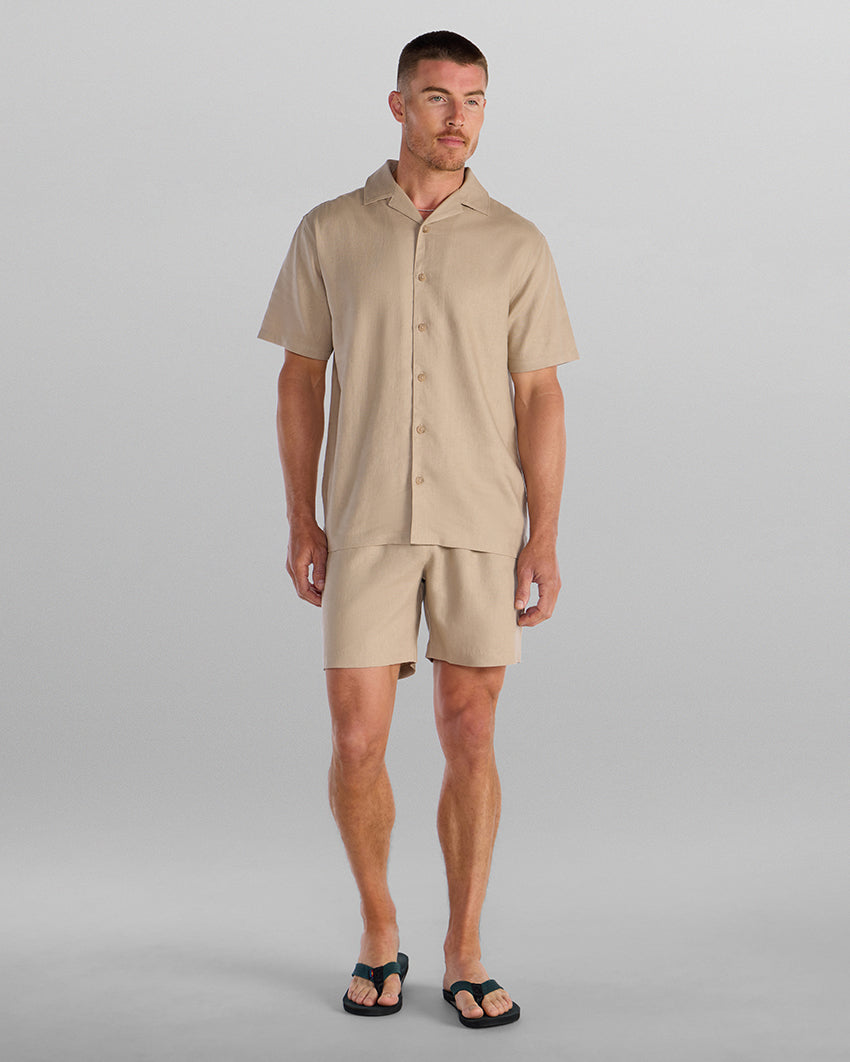 Back to Basics Linen Camp Collar Button Down