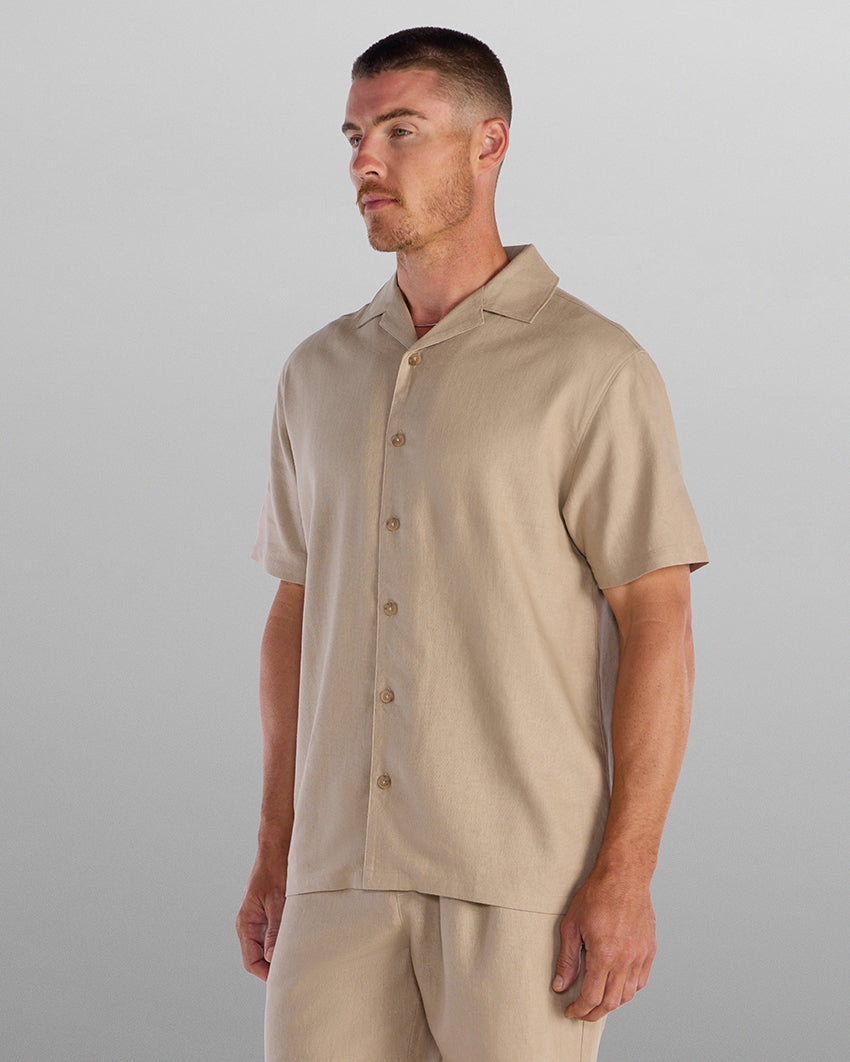 Back to Basics Linen Camp Collar Button Down