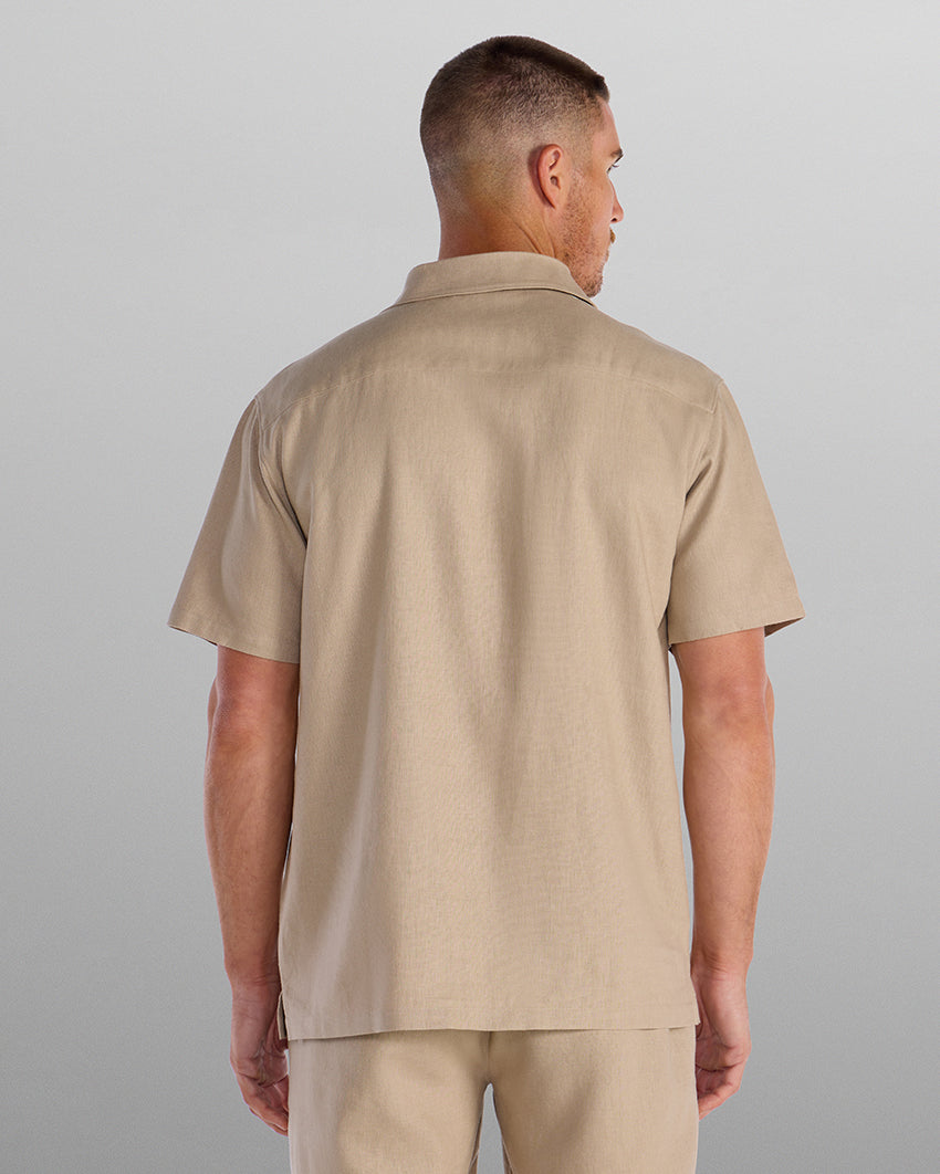 Back to Basics Linen Camp Collar Button Down