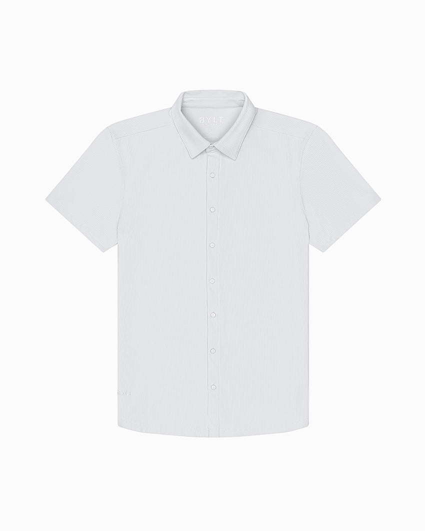 Ribbed+ Short Sleeve Button Down