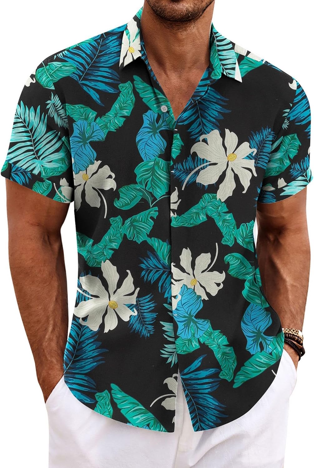 COOFANDY Men's Linen Shirts Short Sleeve Casual Shirts Button Down Shirt for Men Beach Summer Wedding Shirt