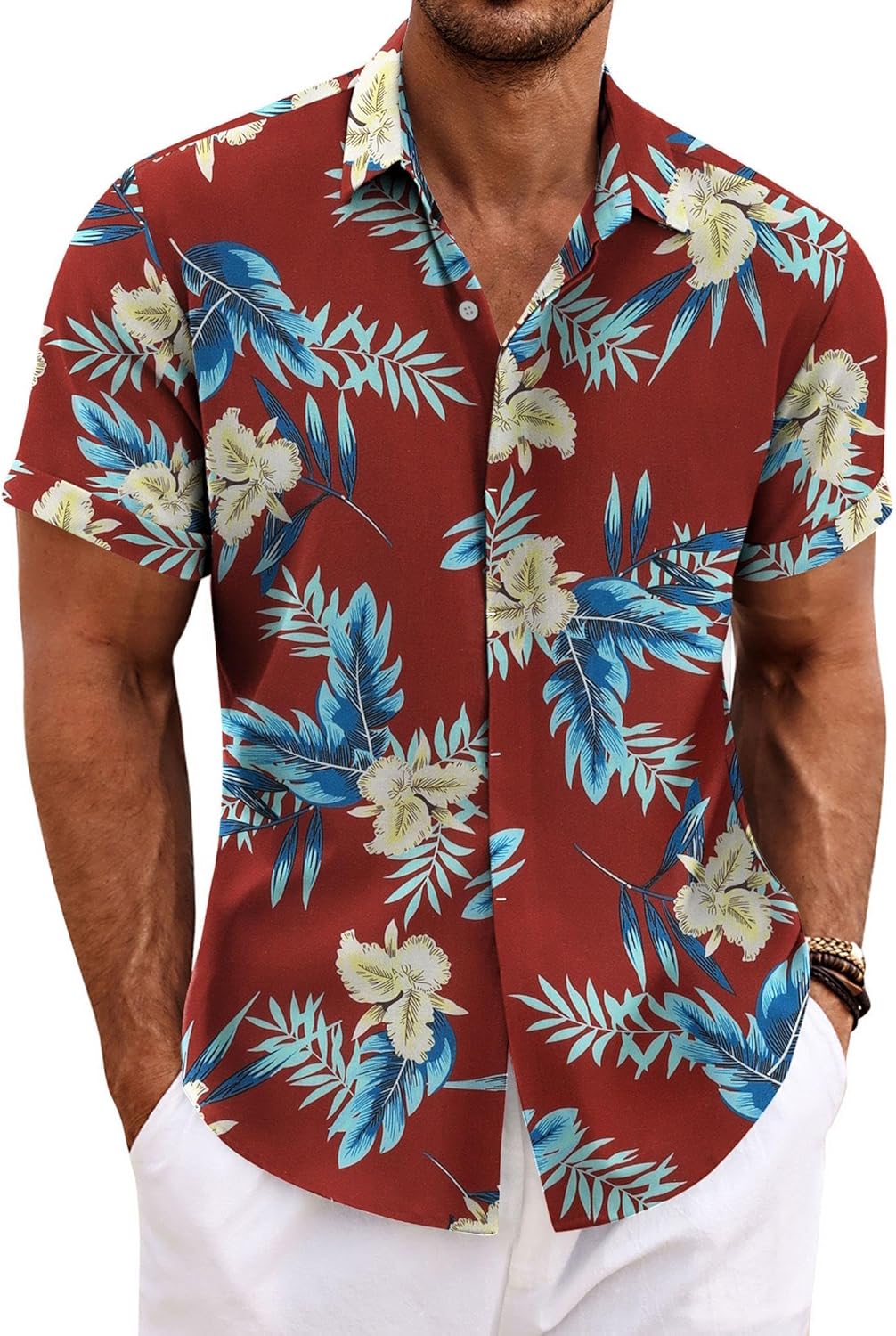 COOFANDY Men's Linen Shirts Short Sleeve Casual Shirts Button Down Shirt for Men Beach Summer Wedding Shirt