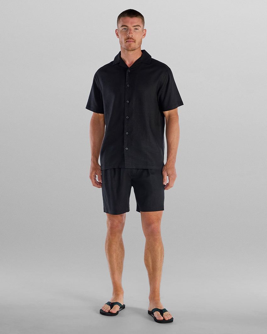 Back to Basics Linen Camp Collar Button Down
