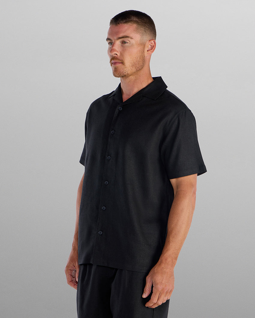 Back to Basics Linen Camp Collar Button Down