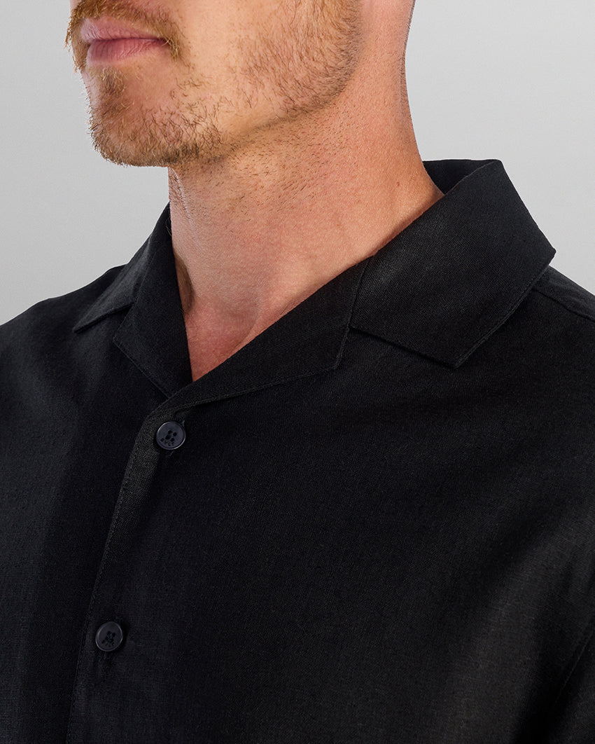 Back to Basics Linen Camp Collar Button Down