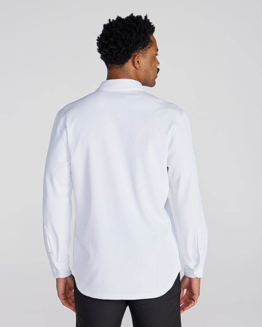 Ribbed+ Long Sleeve Button Down