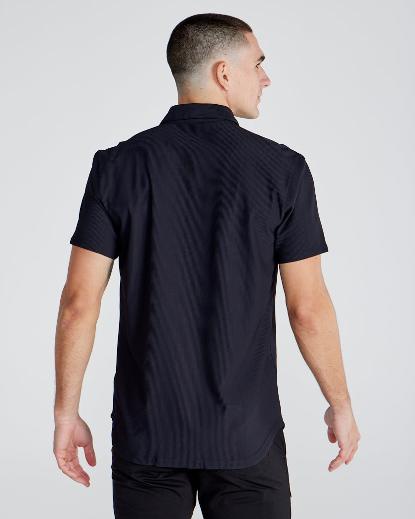 Ribbed+ Short Sleeve Button Down