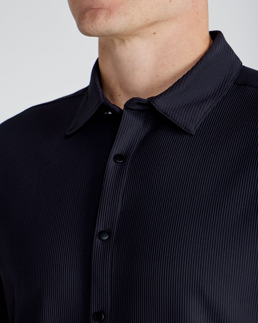 Ribbed+ Short Sleeve Button Down