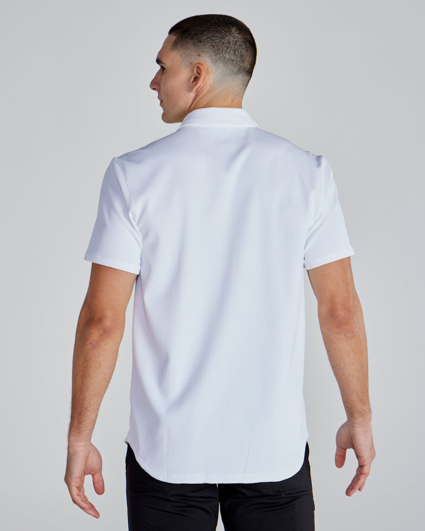 Ribbed+ Short Sleeve Button Down