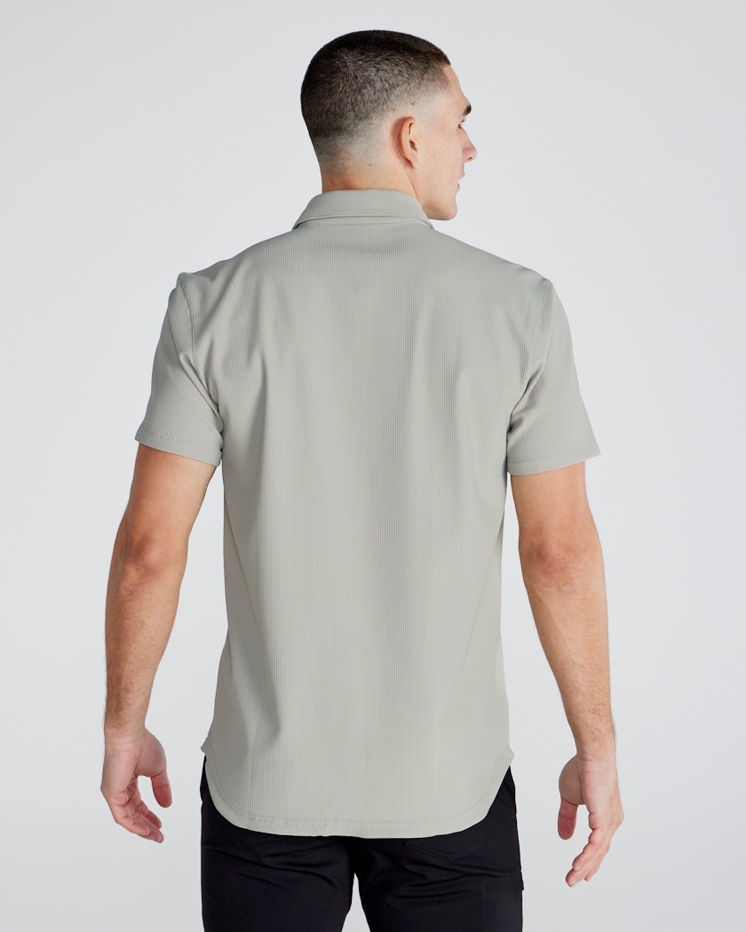 Ribbed+ Short Sleeve Button Down