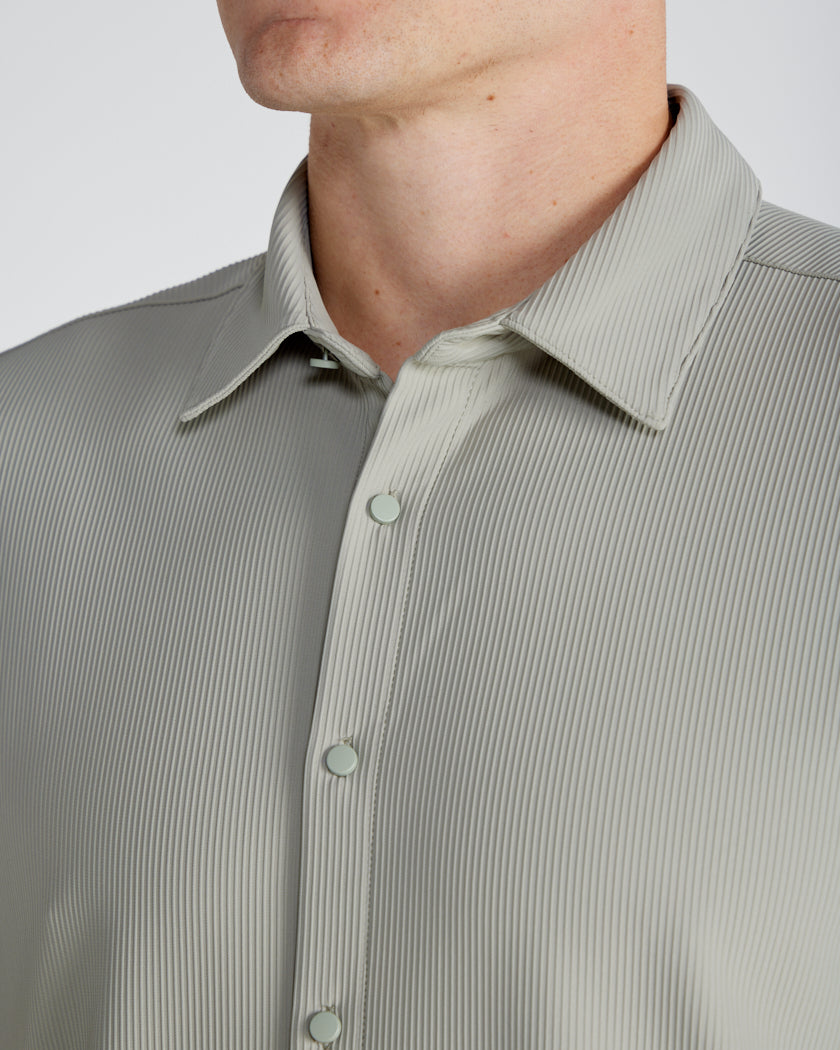 Ribbed+ Short Sleeve Button Down