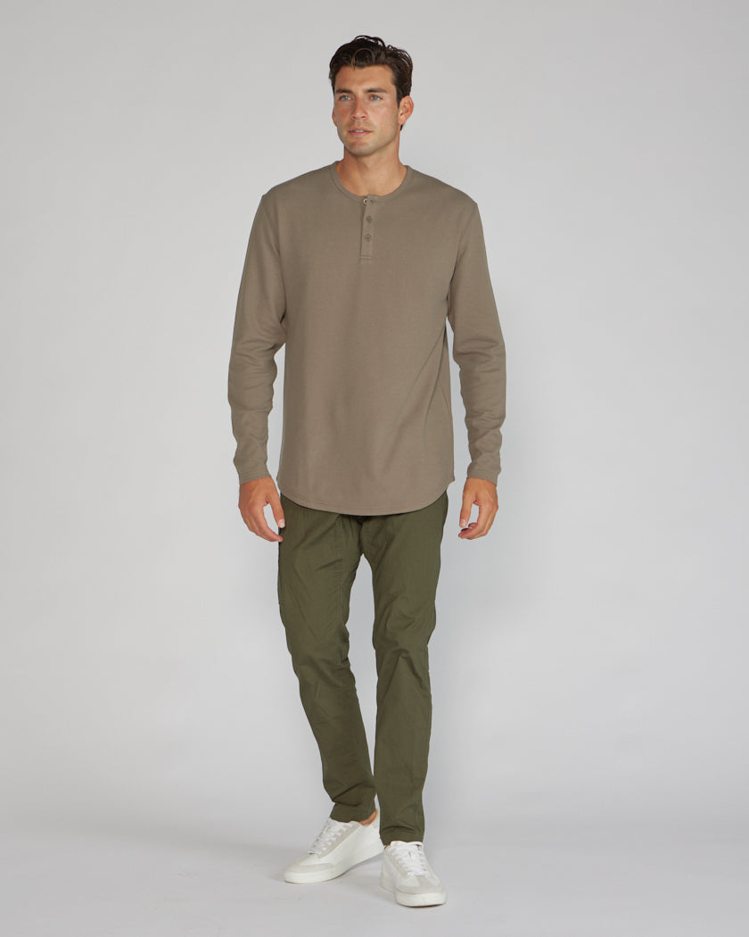 Thermal Henley Drop-Cut Long Sleeve