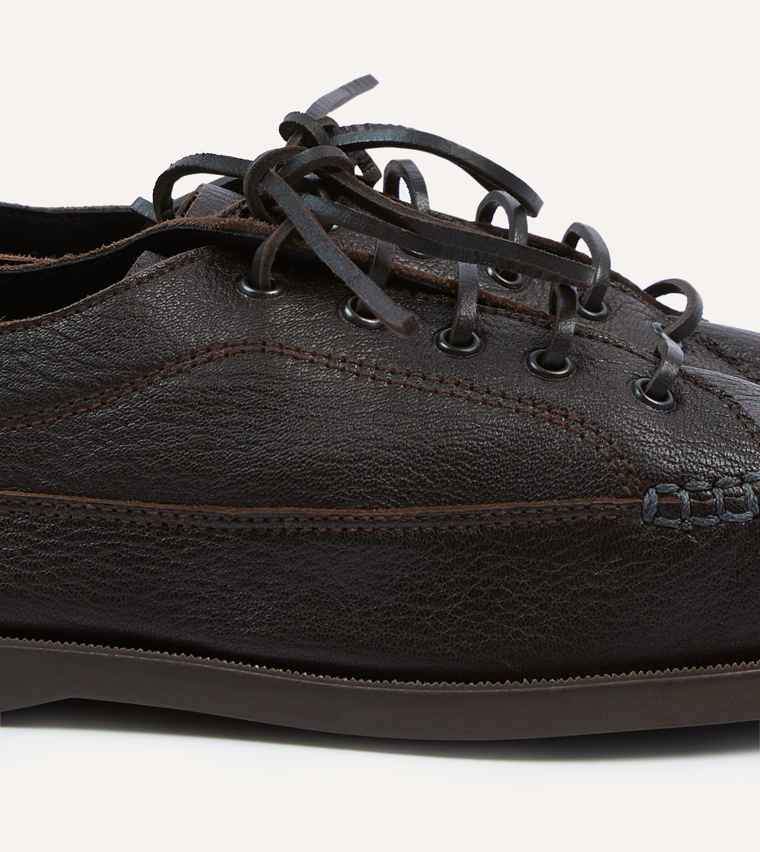 Paraboot for Drake's Malibu Brown Deer Leather Boat Shoe