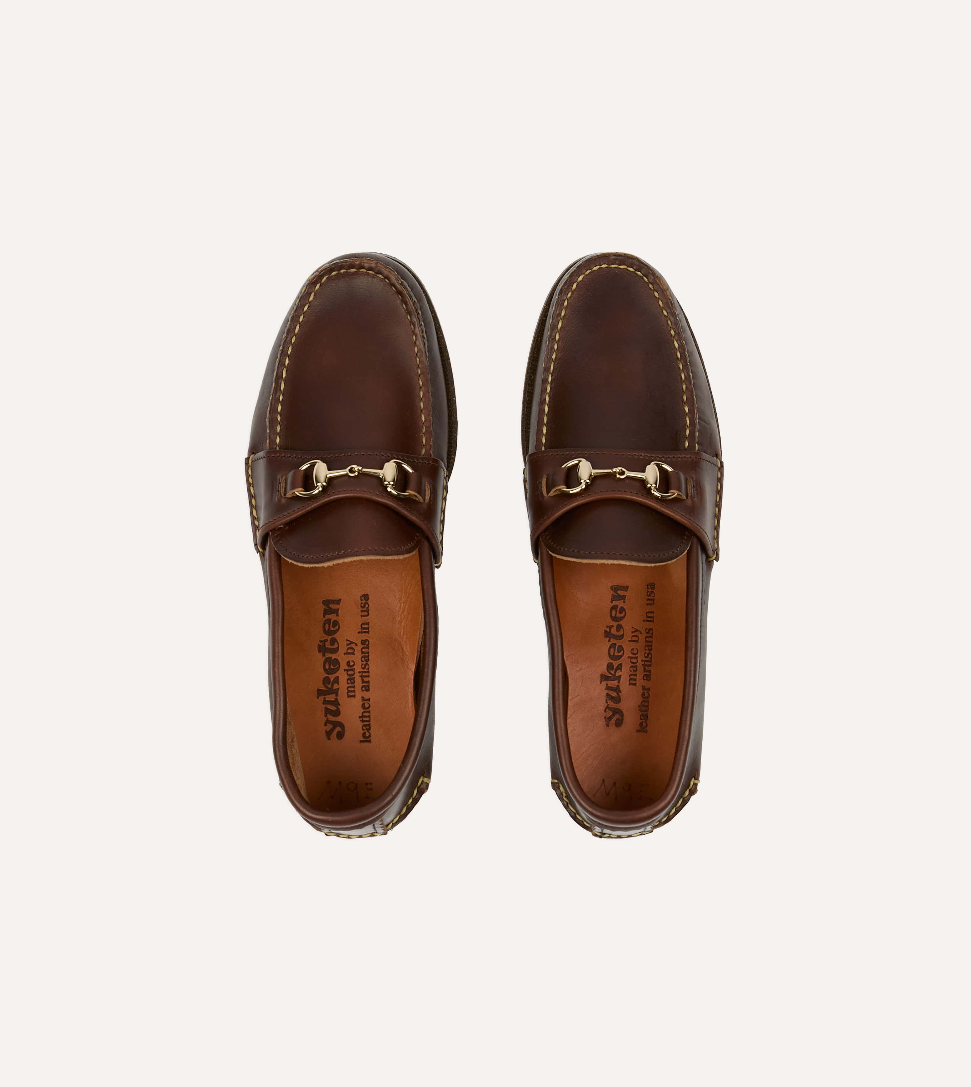 Yuketen Brown Leather Bit Loafer with Camp Sole