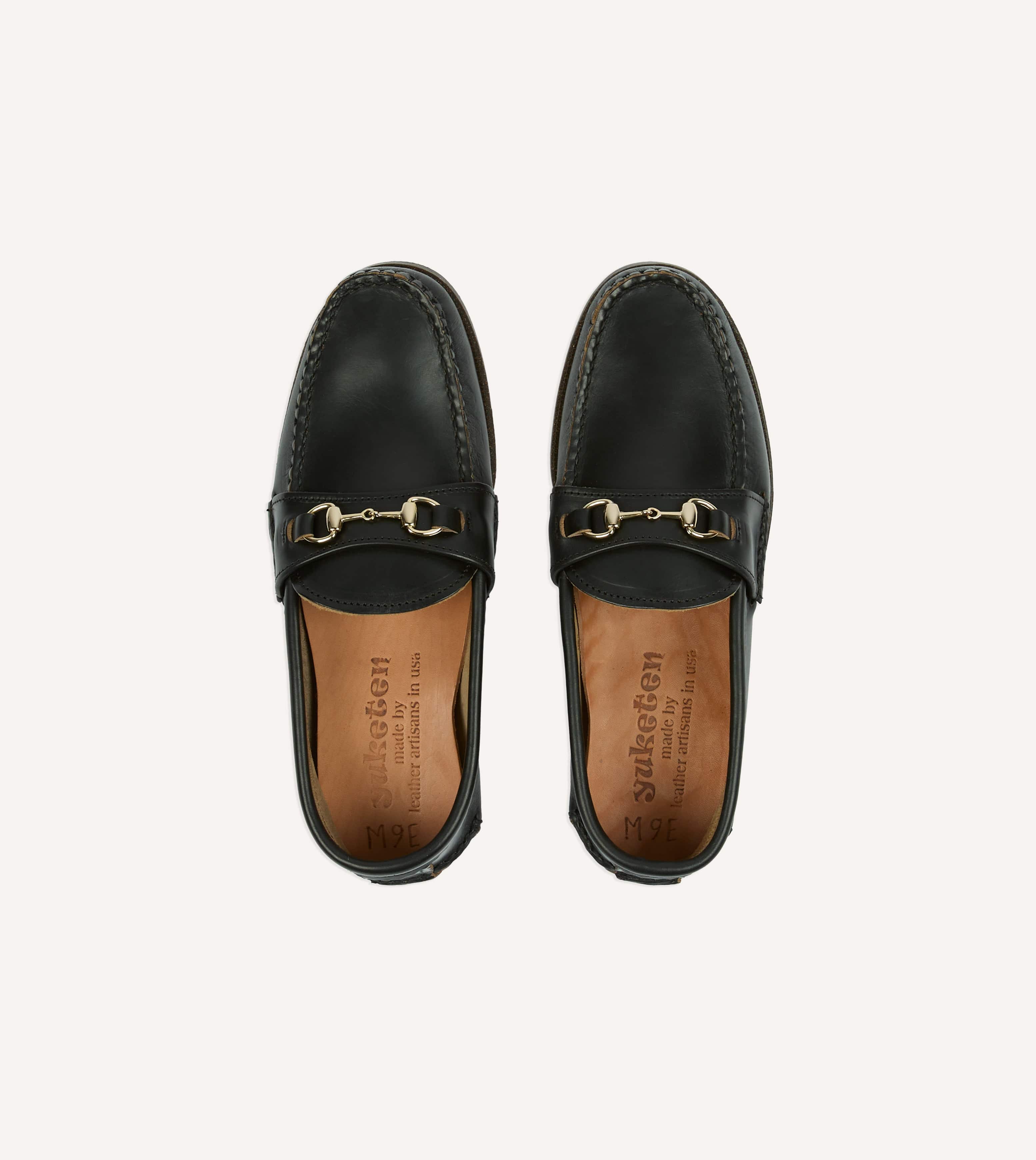 Yuketen Black Leather Bit Loafer with Camp Sole
