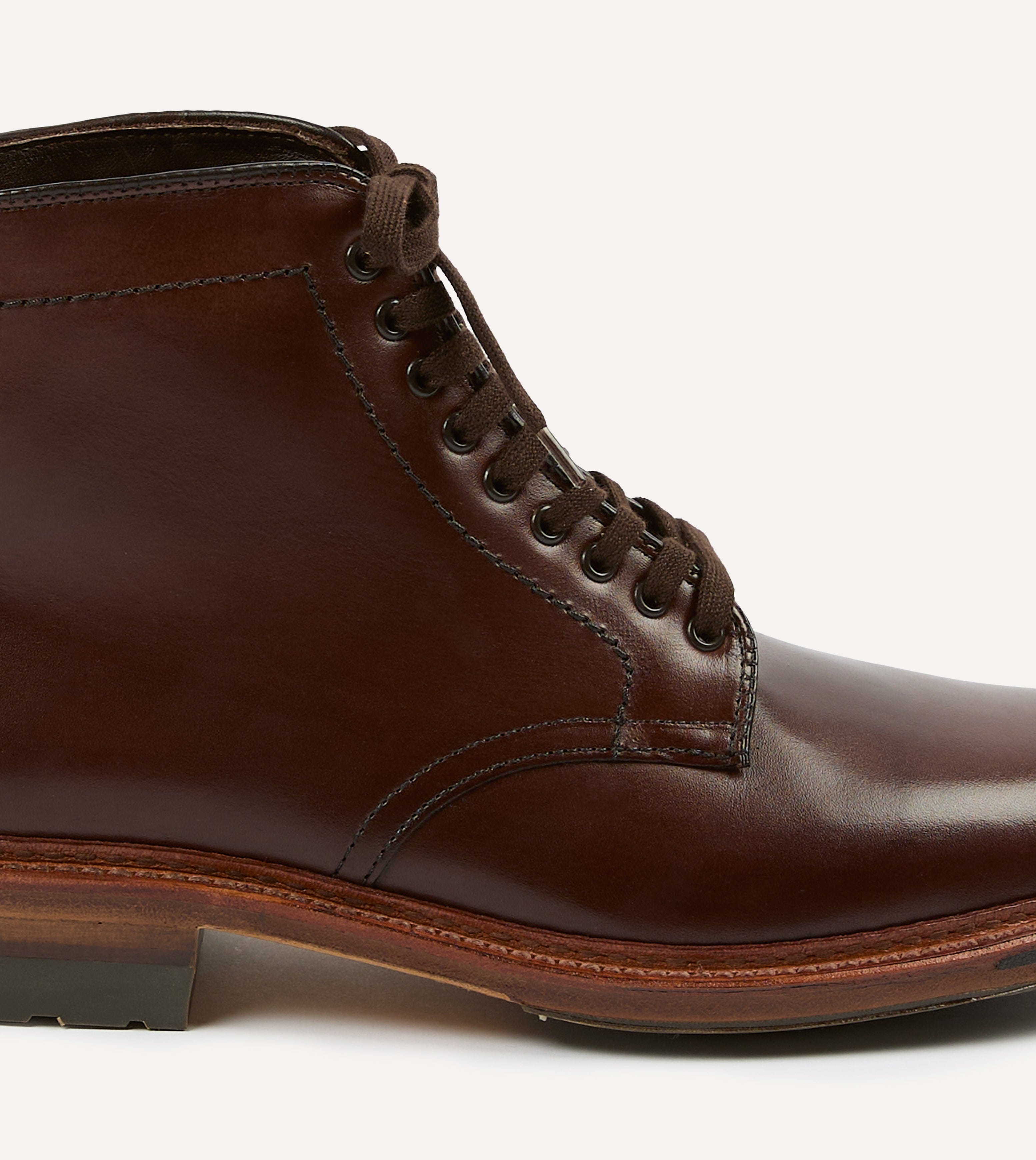 Alden Brown Calf Leather Plain Toe Boot