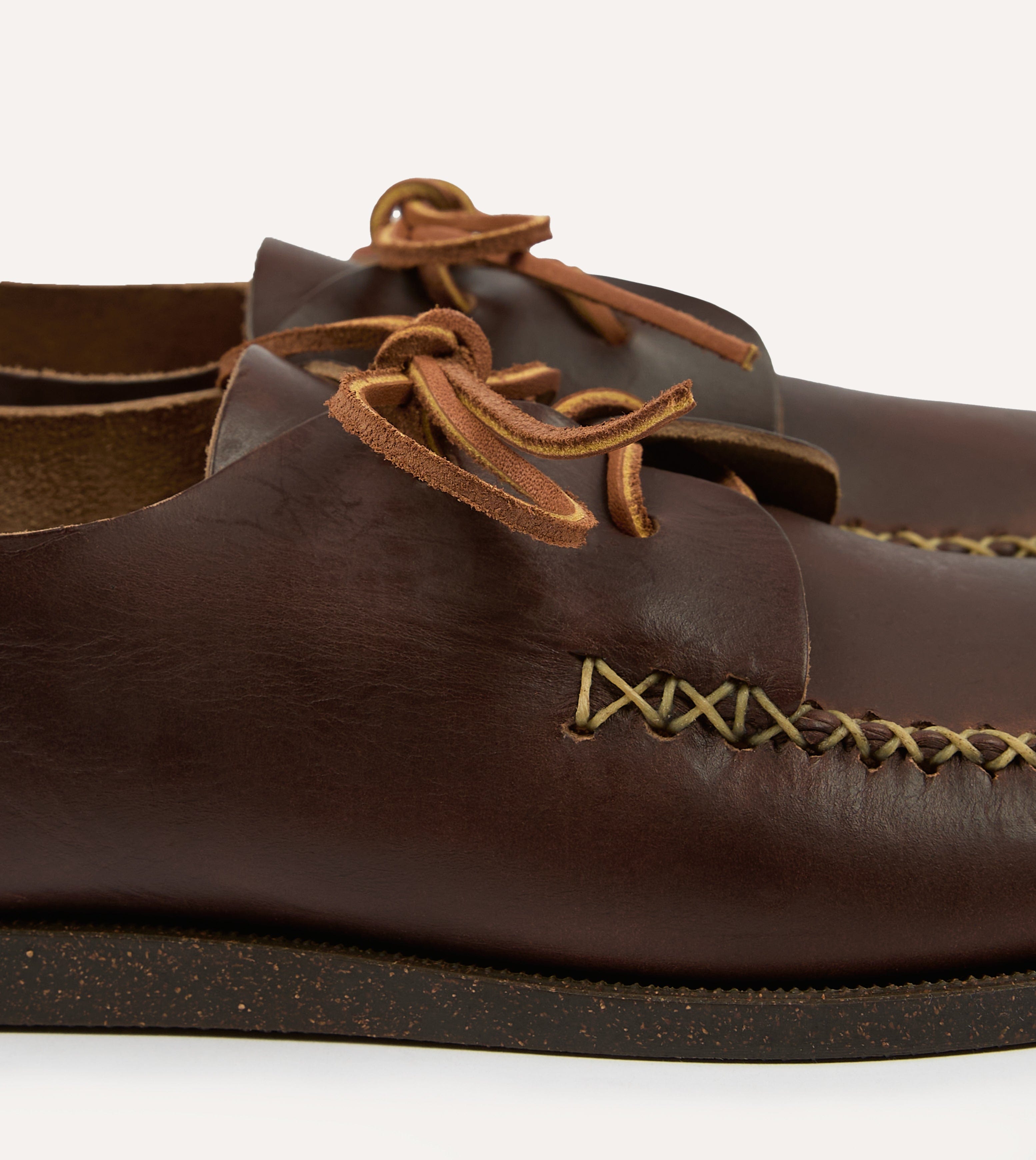 Yuketen Brown Two-Piece Oxford with Camp Sole