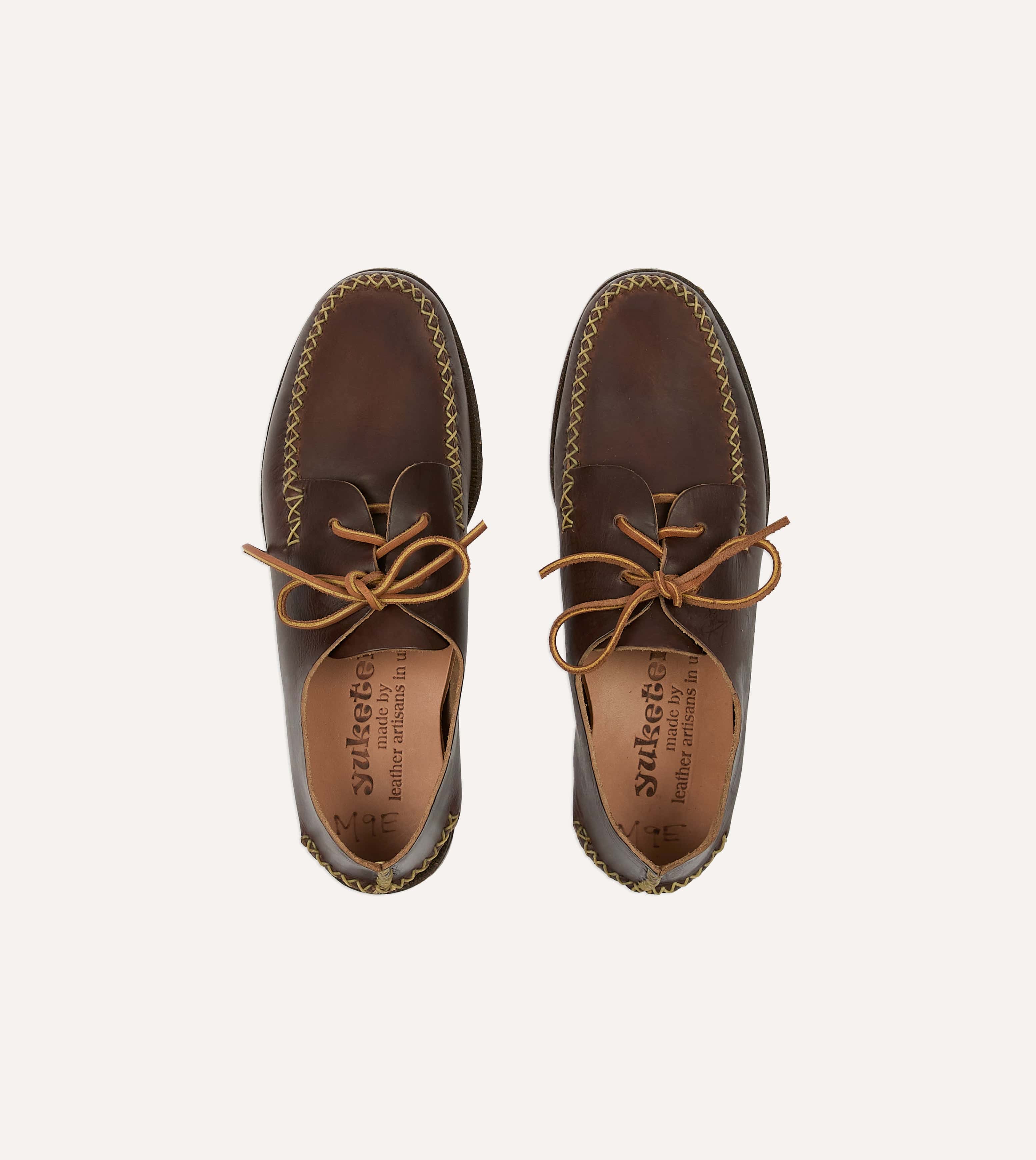 Yuketen Brown Two-Piece Oxford with Camp Sole