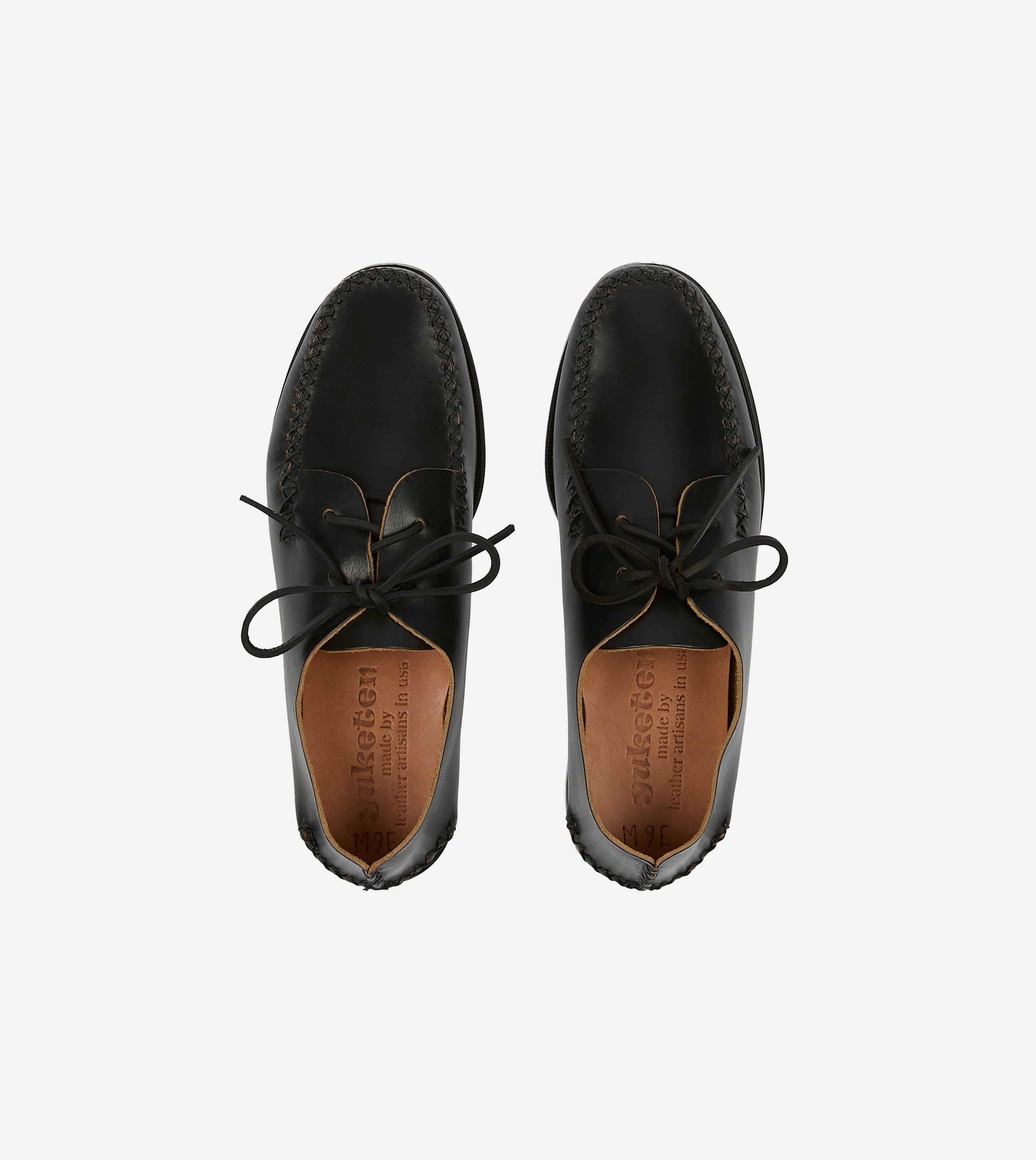 Yuketen Black Two-Piece Oxford with Camp Sole