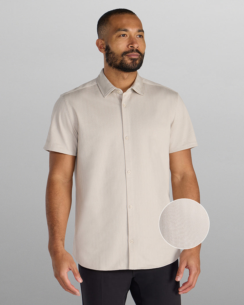 Herringbone Short Sleeve Button Down