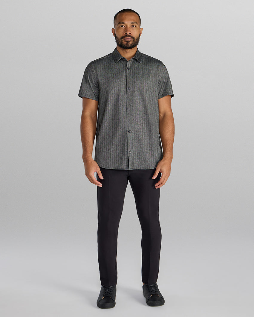 Herringbone Short Sleeve Button Down
