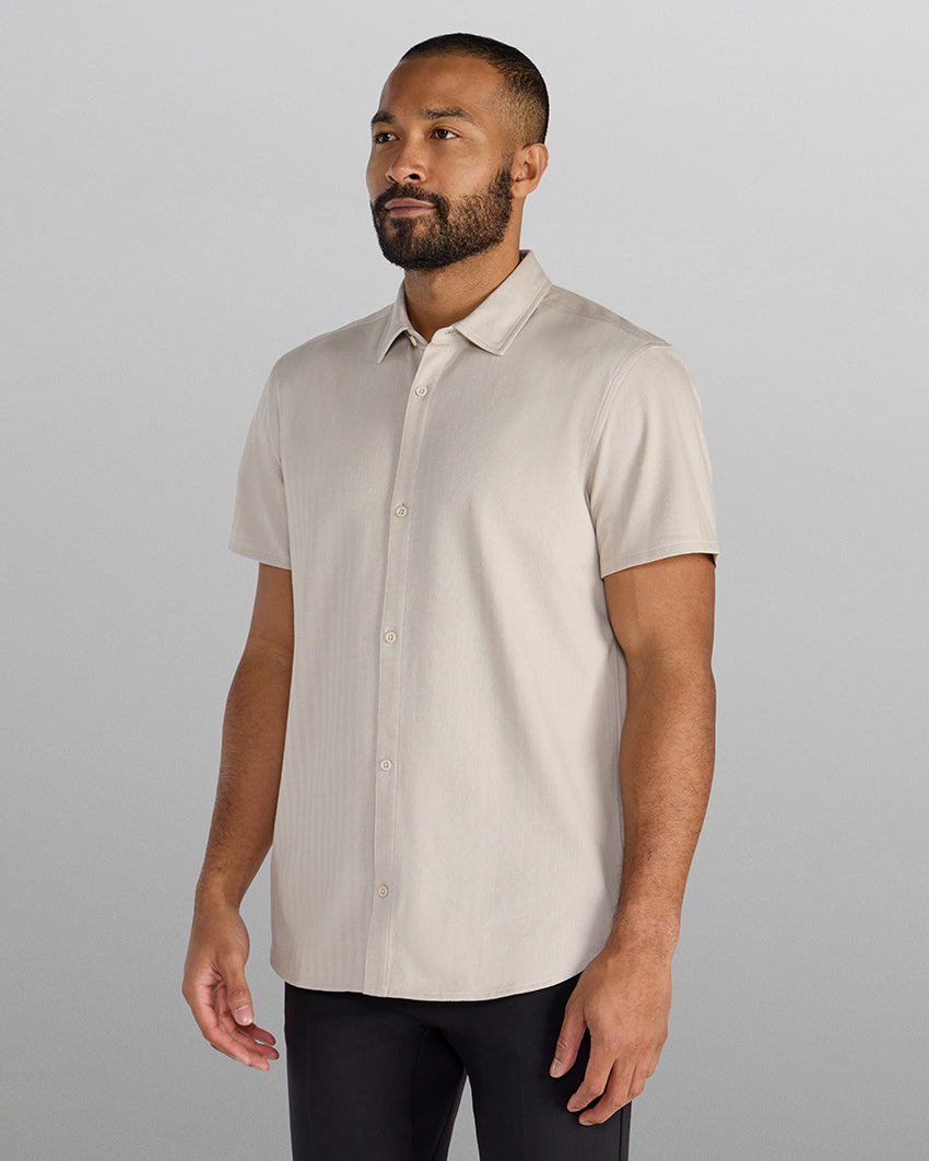 Herringbone Short Sleeve Button Down