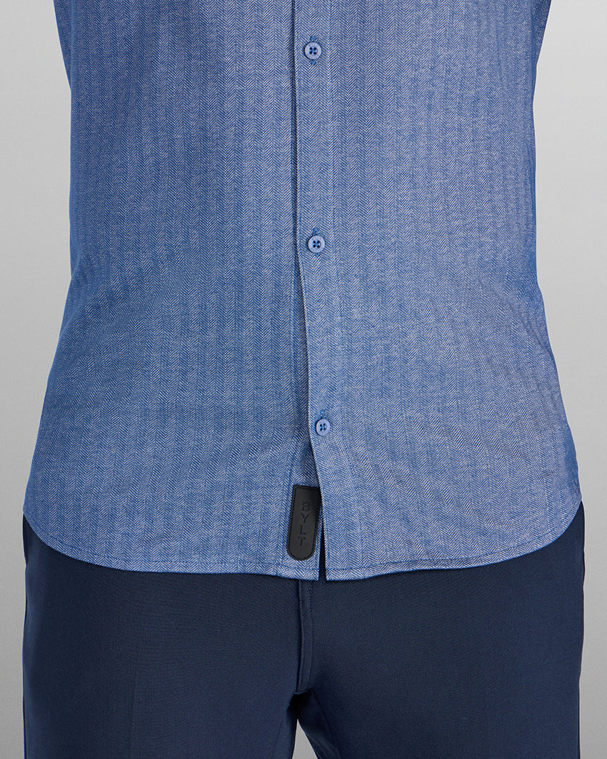 Herringbone Short Sleeve Button Down