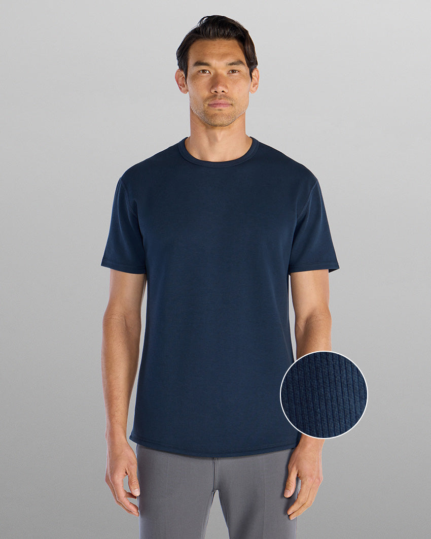 Micro Rib Short Sleeve Drop-Cut