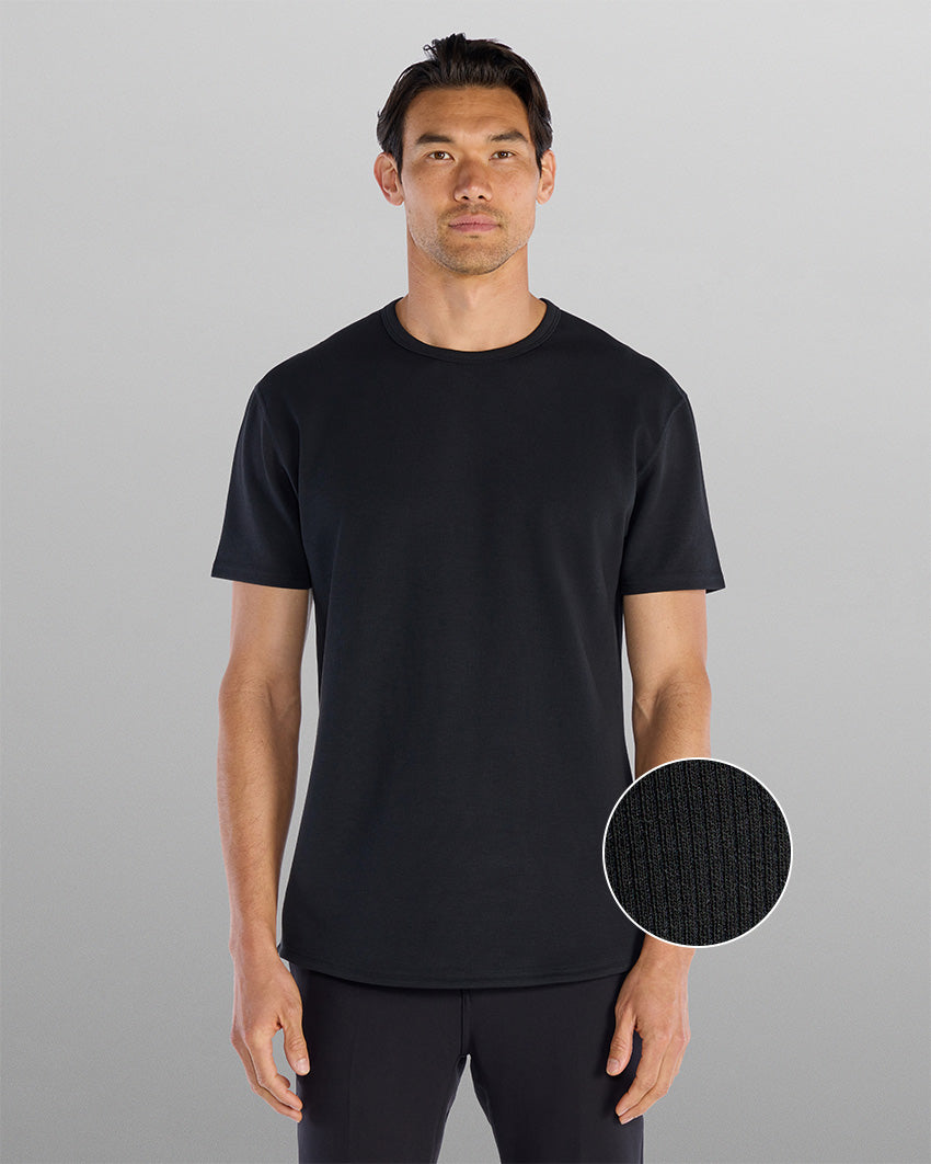Micro Rib Short Sleeve Drop-Cut