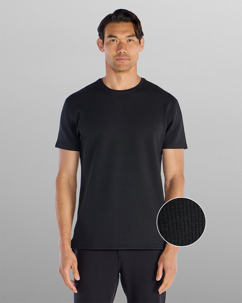 Micro Rib Short Sleeve Split-Hem