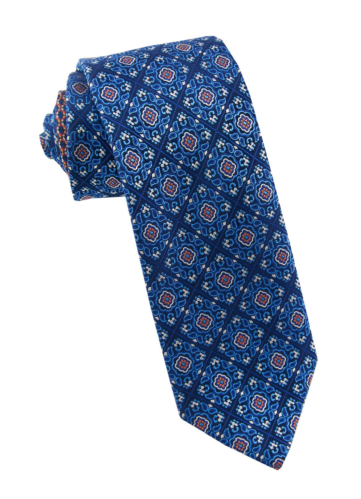 Blue Floral Med Silk Neck Tie