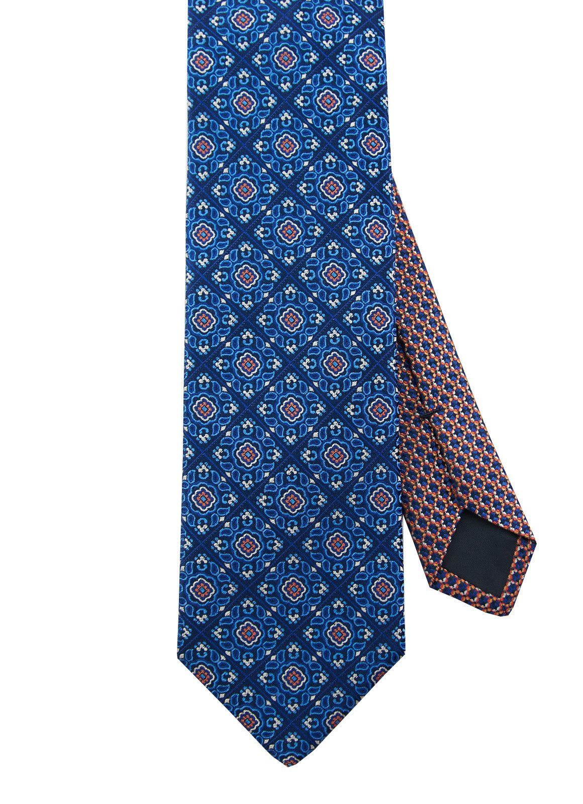 Blue Floral Med Silk Neck Tie