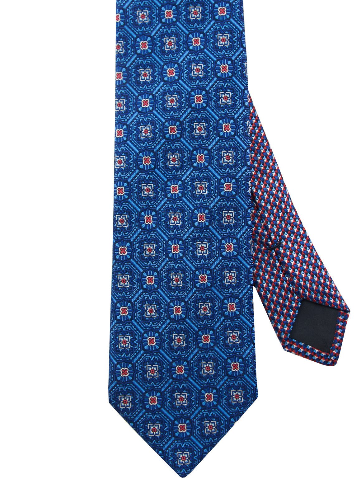 Blue/Red Floral Silk Neck Tie