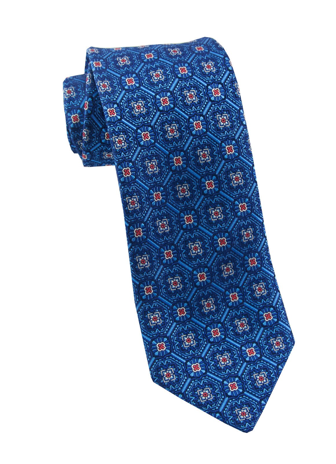 Blue/Red Floral Silk Neck Tie