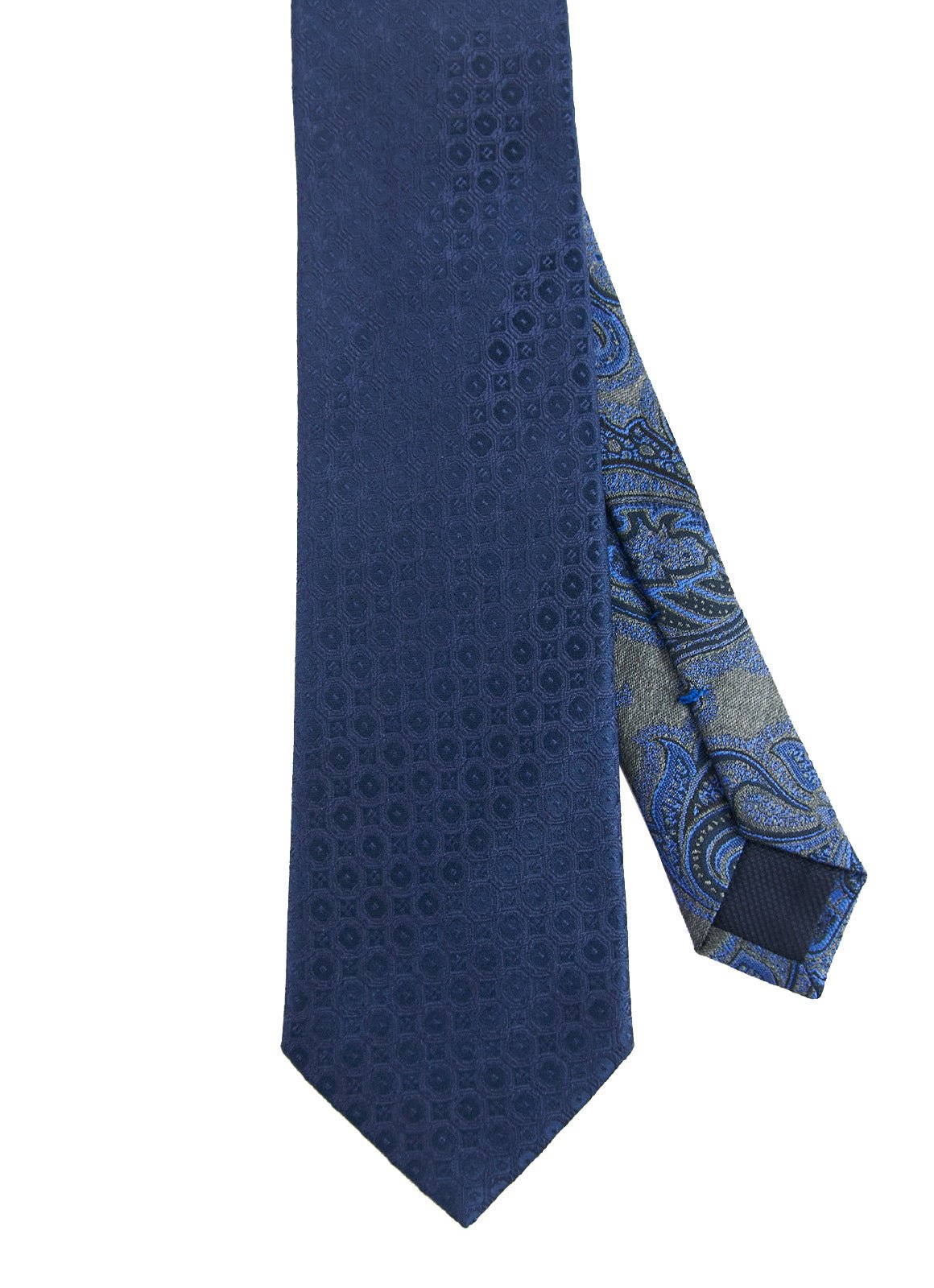 Navy Geo Silk Neck Tie