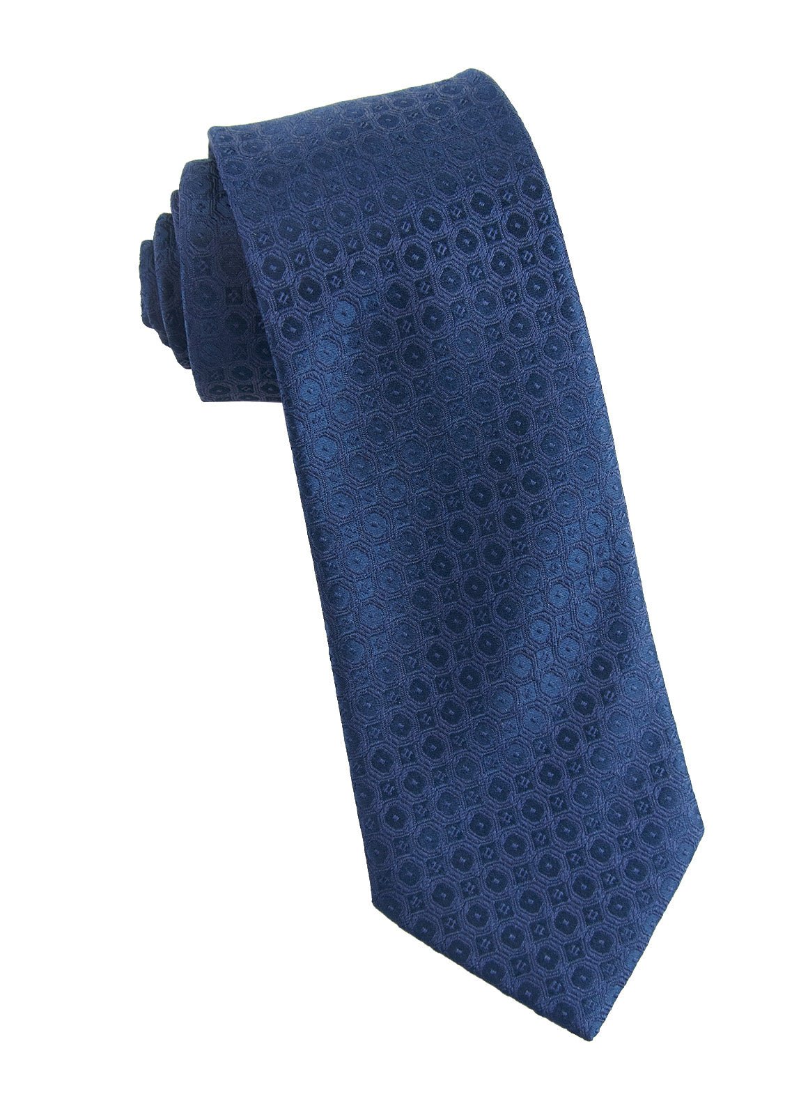 Navy Geo Silk Neck Tie