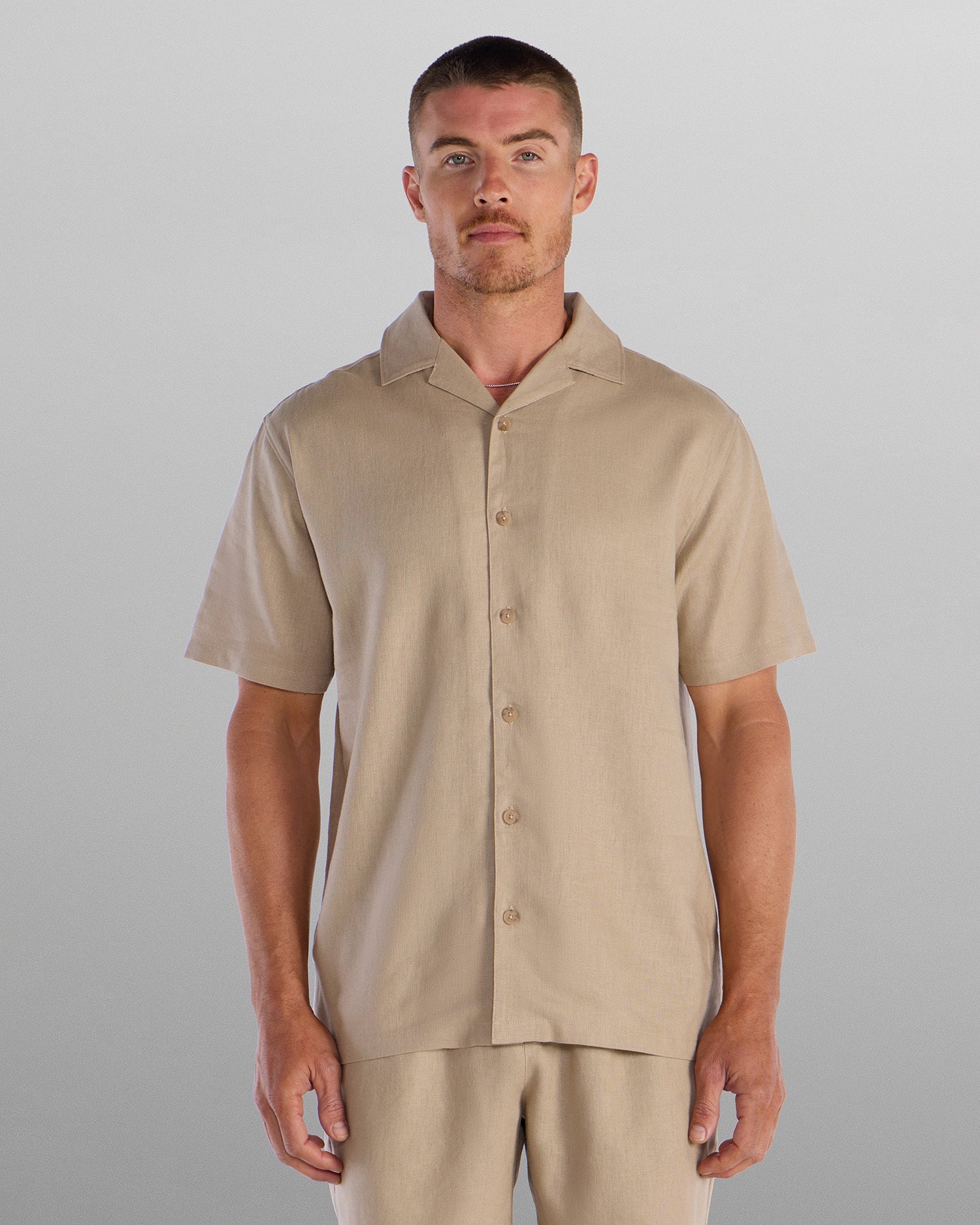 Back to Basics Linen Camp Collar Button Down